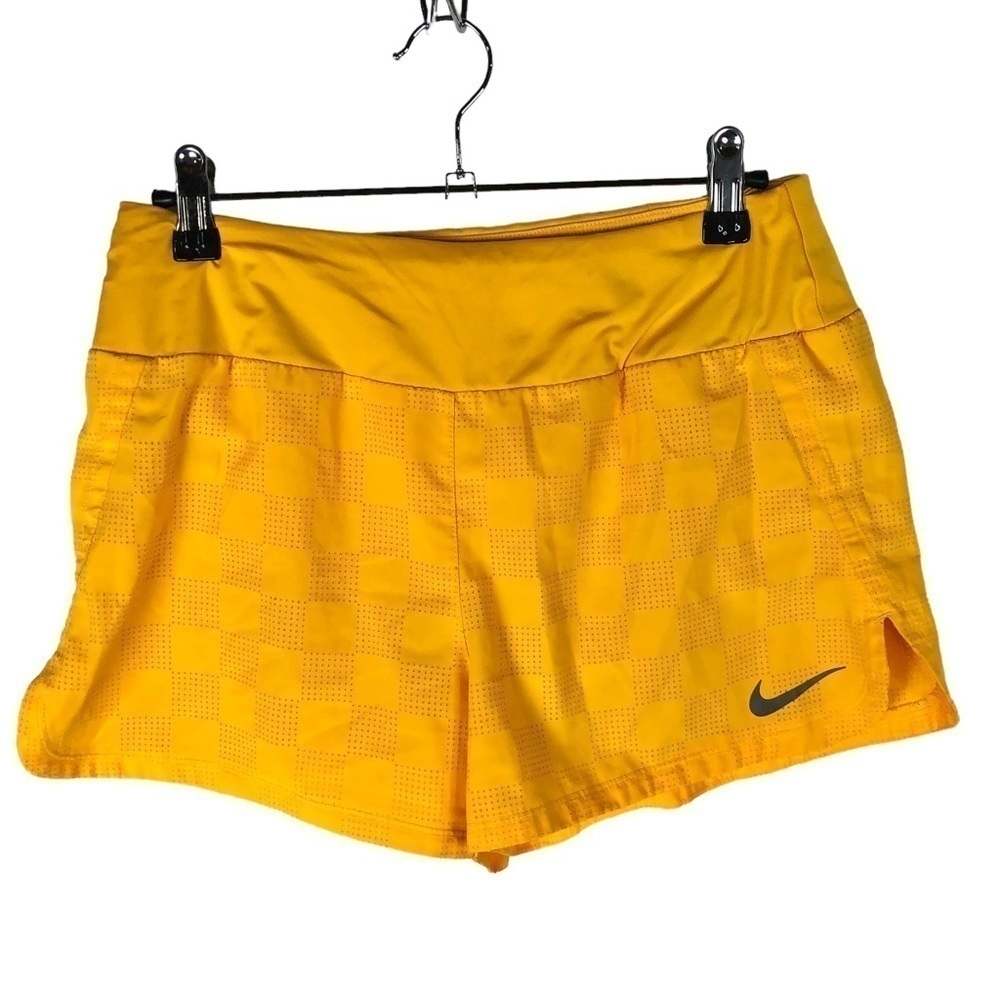 Nike Dri-Fit Golden Yellow Square Plaid Running Athletic Shorts S